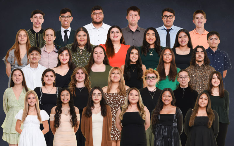 Bottom Row (L-R) Kaisey Bodiford, Kamila Morales, Anasofia Chaverria, Kassandra Leyva, Arleth Curz, Sierra Ramos  Row two (L-R) Danielle Garcia, Willow Nieto, Dannika Walker, Melanie Ramirez, Jolie Myers, Abigail Ramirez, Lelianna Valdez  Row three (L-R) Mario Garza, Arlynn Lopez, Caitlin Renard, Carolina Gonzalez, Jennel Mariscal, Jon Jimenez  Row four (L-R) Avery Adams, Areli Searcy, Bethany Paulino, Andrea Valdez, Alexandria Nolasco, Aubrey Dominguez, Adrian Saucedo  Top row (L-R)  Santana Ayala, Amos Osio, Solomon Palanco, Gregory Maxwell, Joe Moreno, Luke Leavelle