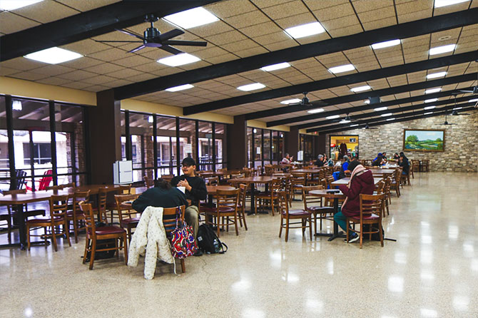 View of the Matthews Student Center SUB Student Union Building Cafeteria, Building E